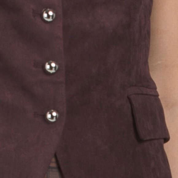 AVEC LES FILLES Faux Suede Boat Neck Vest - Picture 3 of 3
